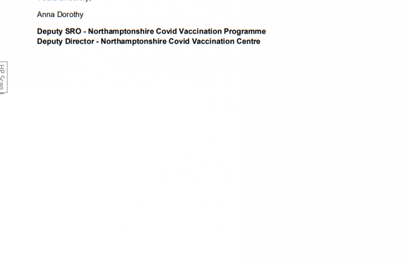 Letter from Northants CCG 2 20.08.21
