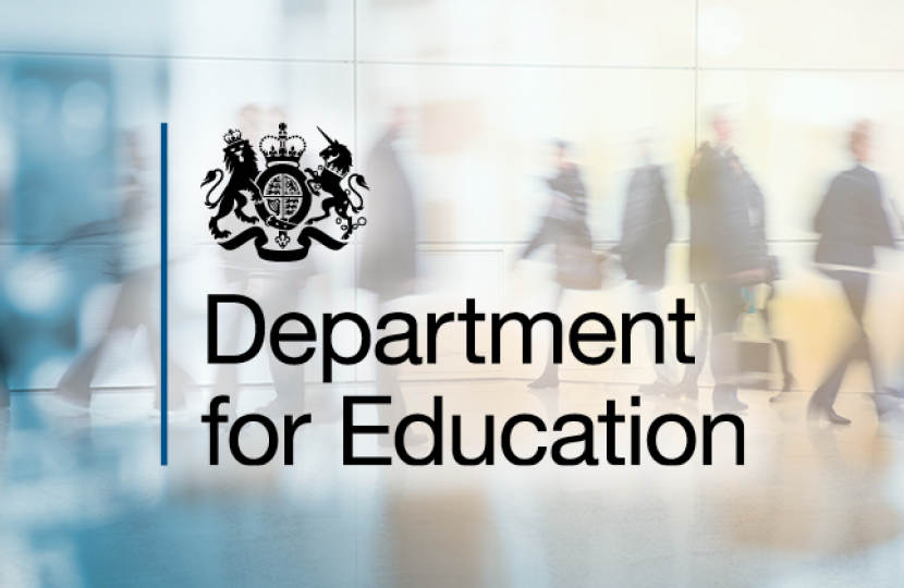 A graphic which reads 'Department for Education.' Above the text is an image of the coat of arms of the United Kingdom.