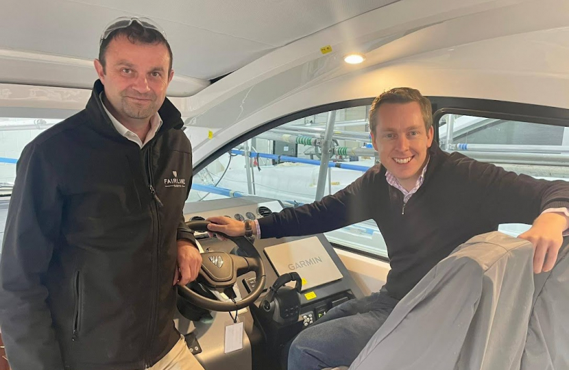 Tom Pursglove MP visit to Fairline Yachts 
