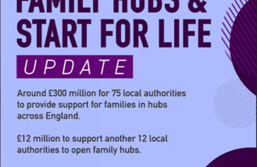 Family Hubs and Start for Life purple poster