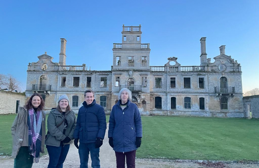 Tom at Kirby Hall with representatives from English Heritage 