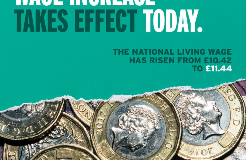 'National Living Wage Increase Takes Effect Today' graphic