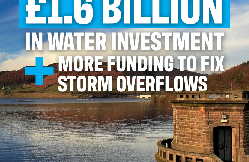 Info-graphic which reads 'Speeding up £1.6 billion in water investment and more funding to fix storm overflows'