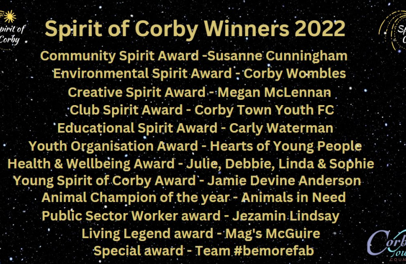 Spirit of Corby Awards Winners