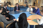 Tom meeting with Lord Hill, former Education Minister, and Lodge Park pupils 