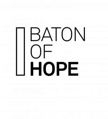 The 'Baton of Hope' text graphic on a white background featuring a minimalist representation of the baton on the left-hand side. The word 'Hope' is emboldened.