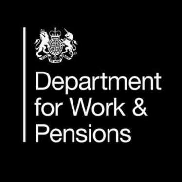 Department for Work and Pensions logo in white writing on a black background