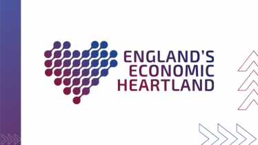 England's Economic Heartland Graphic featuring a heart symbol in a red-purple gradient colour.