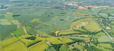 An aerial view of the proposed site for Kettering Energy Park