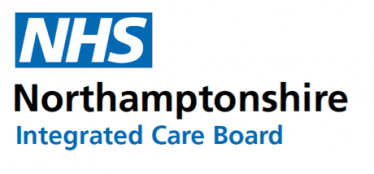 A graphic showing the NHS Northamptonshire Integrated Care Board logo on a plain background.