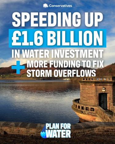 Info-graphic which reads 'Speeding up £1.6 billion in water investment and more funding to fix storm overflows'