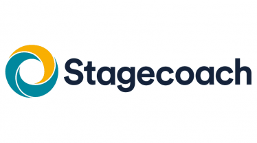 The Stagecoach logo in teal and yellow on a white background, featuring 'Stagecoach' in bold black text.